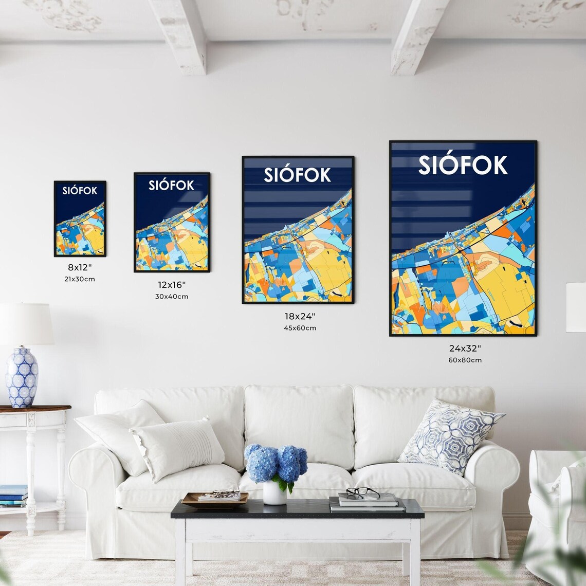 Siofok Hungary Vibrant Colorful Modern City Street Map Art Poster - Image 3