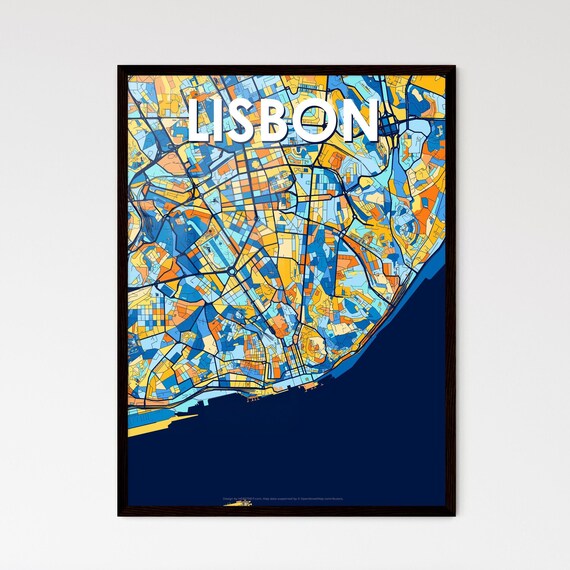 Lisbon Portugal Vibrant City Map Artwork Colorful Travel Decor Poster