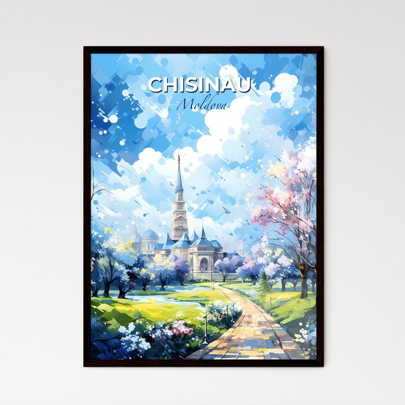 Chisinau Moldova Watercolor Spring Cathedral Skyline Travel Poster