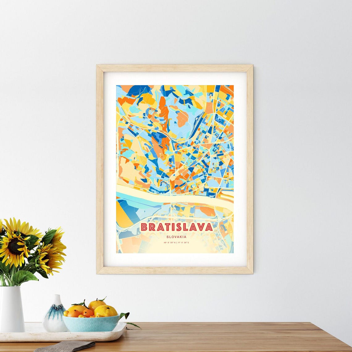 Bratislava Slovakia Danube River Colorful City Map Art Poster - Image 2
