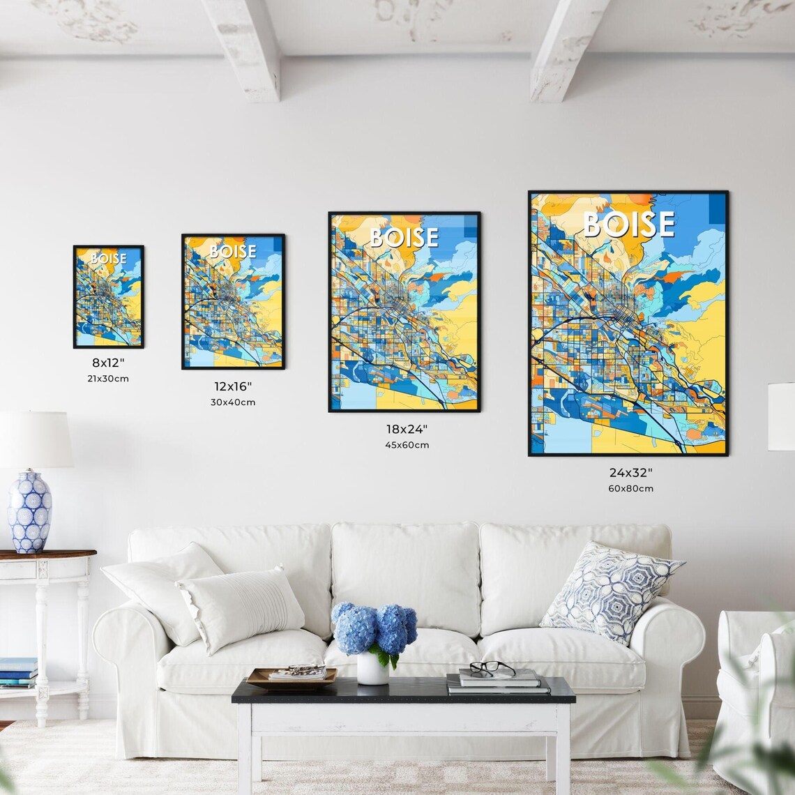 Boise Idaho Vibrant Colorful Geometric Street Grid City Map Art Poster - Image 3
