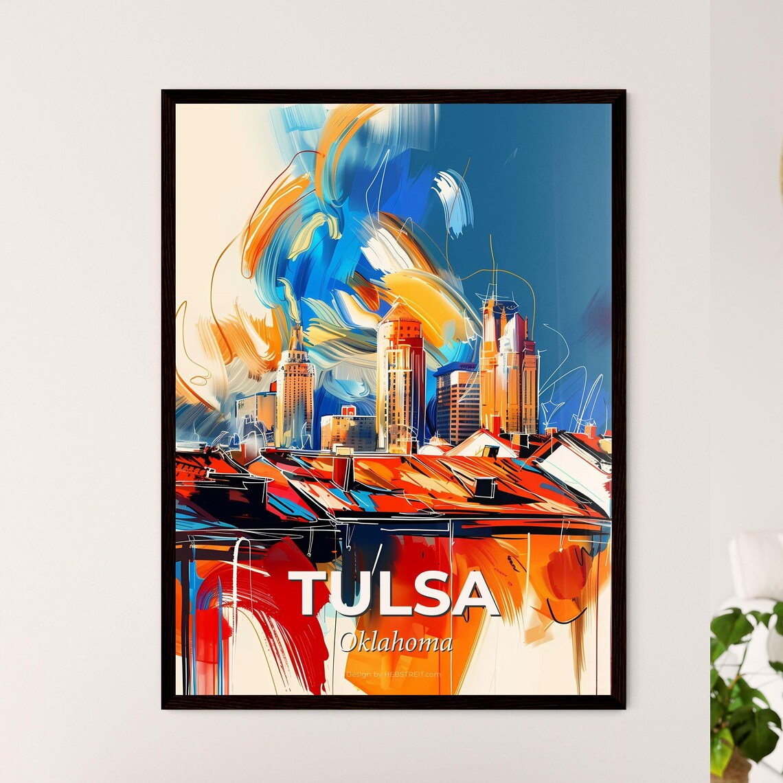 Tulsa Oklahoma Colorful Abstract Downtown Skyscrapers Skyline Poster