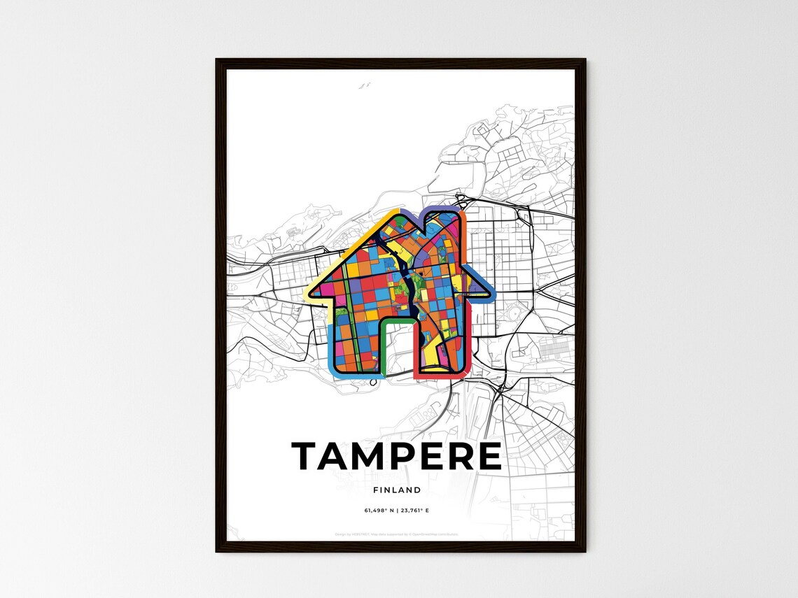 Tampere Finland Modern Minimalist Heart Street Map Art Poster - Image 3