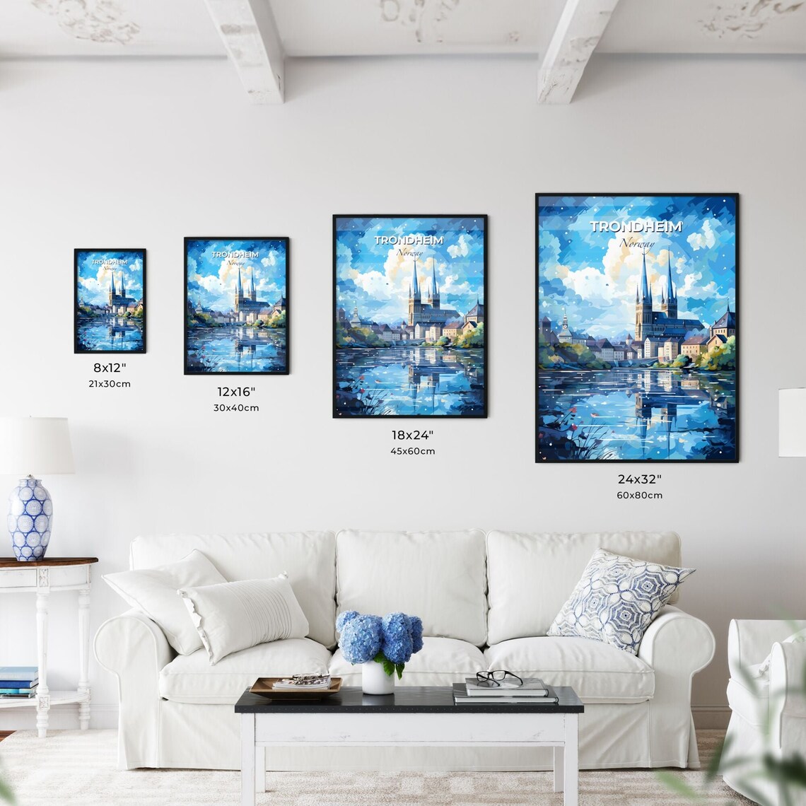 Trondheim Norway Nidaros Cathedral Winter Skyline Travel Poster - Image 3