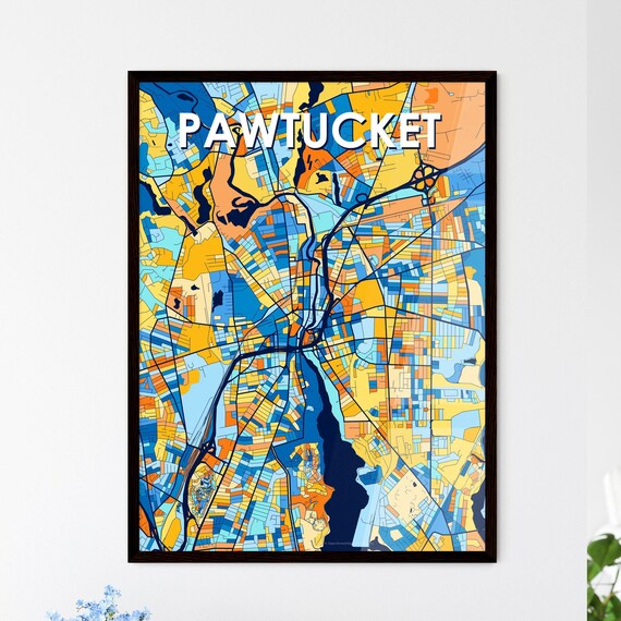 Pawtucket Rhode Island Colorful Modern City Map Poster for Home and Office