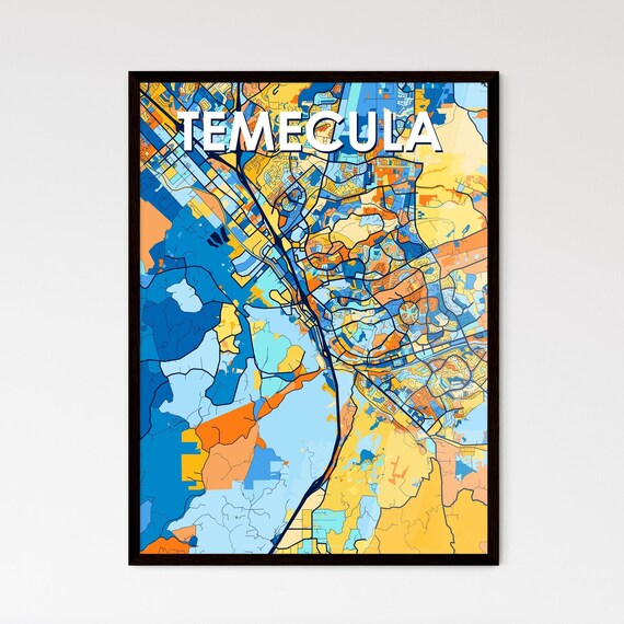 Temecula California Colorful Modern City Street Map Travel Decor Poster