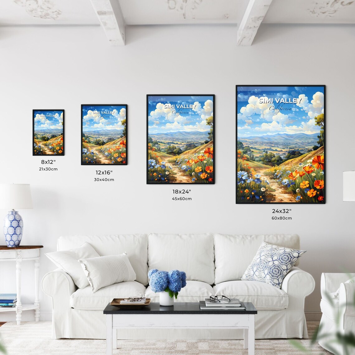 Simi Valley California Wildflower Meadow Poppy Hill Travel Poster - Image 3