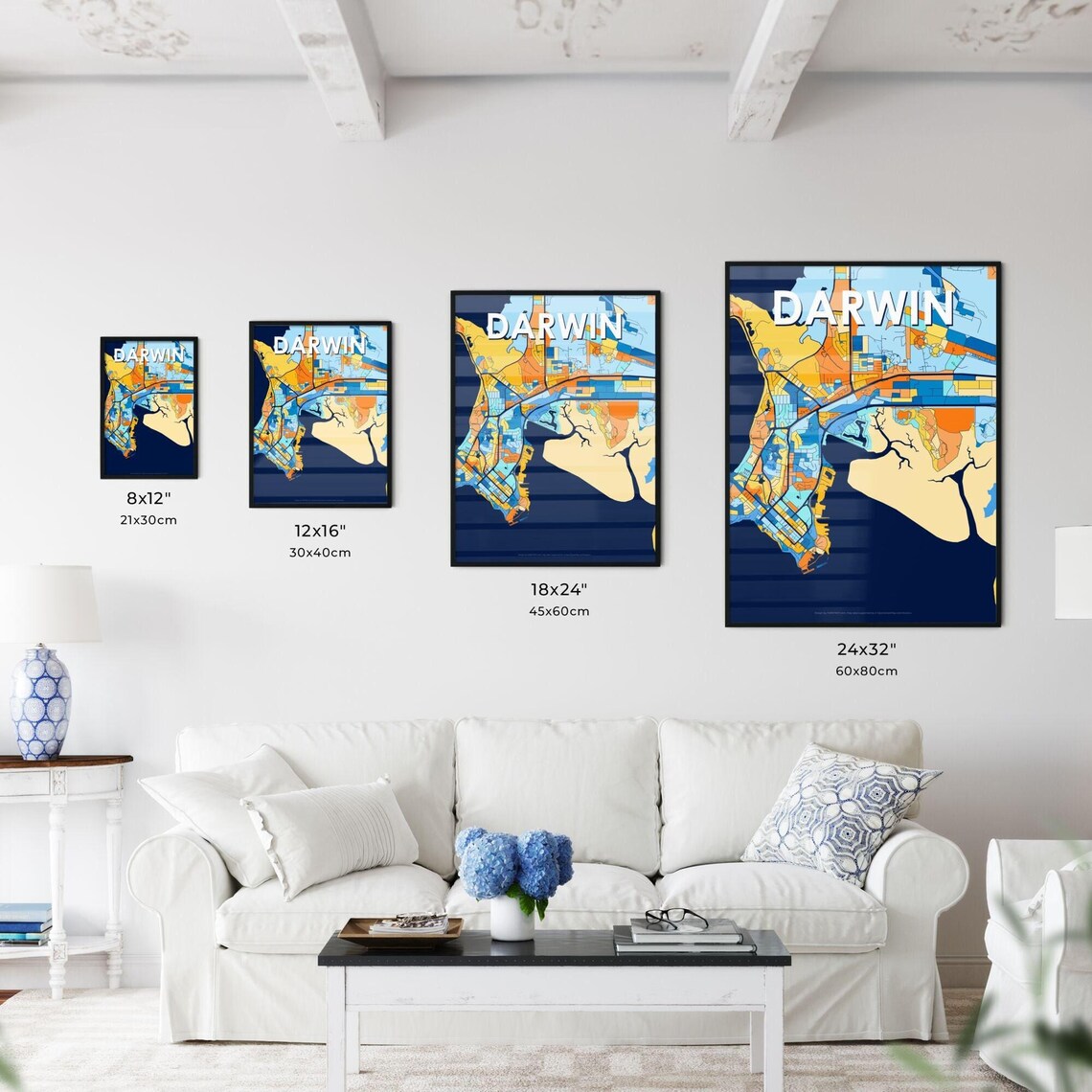 Darwin Australia Colorful Vibrant City Street Map Art Poster - Image 3