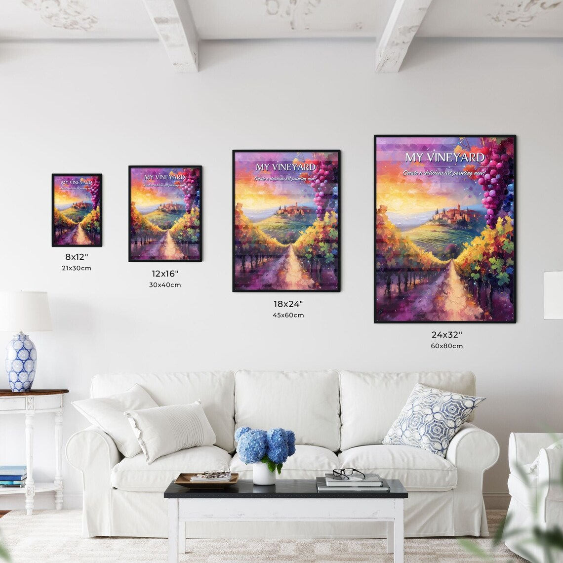 My Vineyard Sunset Harvest Hill Village Tuscan Style Art Poster - Image 3