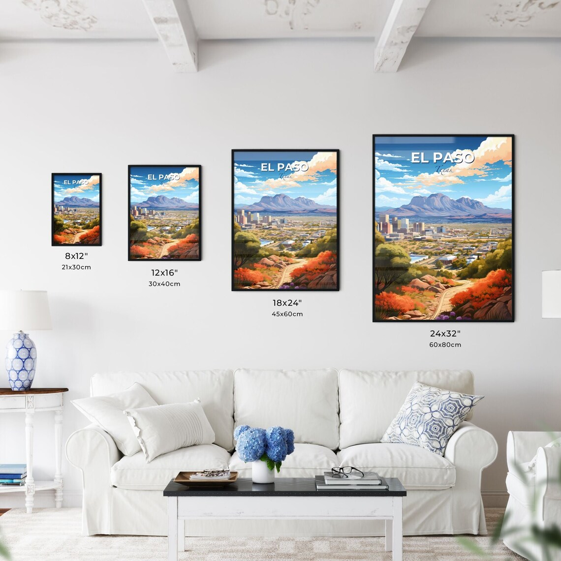 El Paso Texas Scenic Franklin Mountains Vintage Travel Poster - Image 3