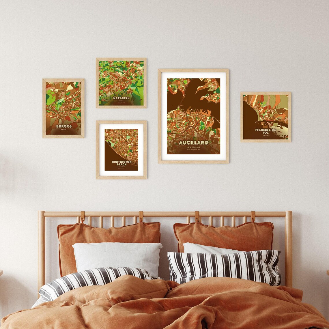 Auckland New Zealand Warm Earth Tone Autumn Abstract City Map Art Poster - Image 2
