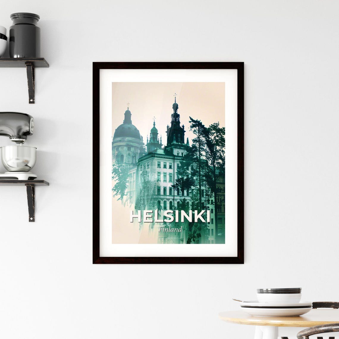 Helsinki Finland Cathedral Dome Green Double Exposure Poster - Image 2