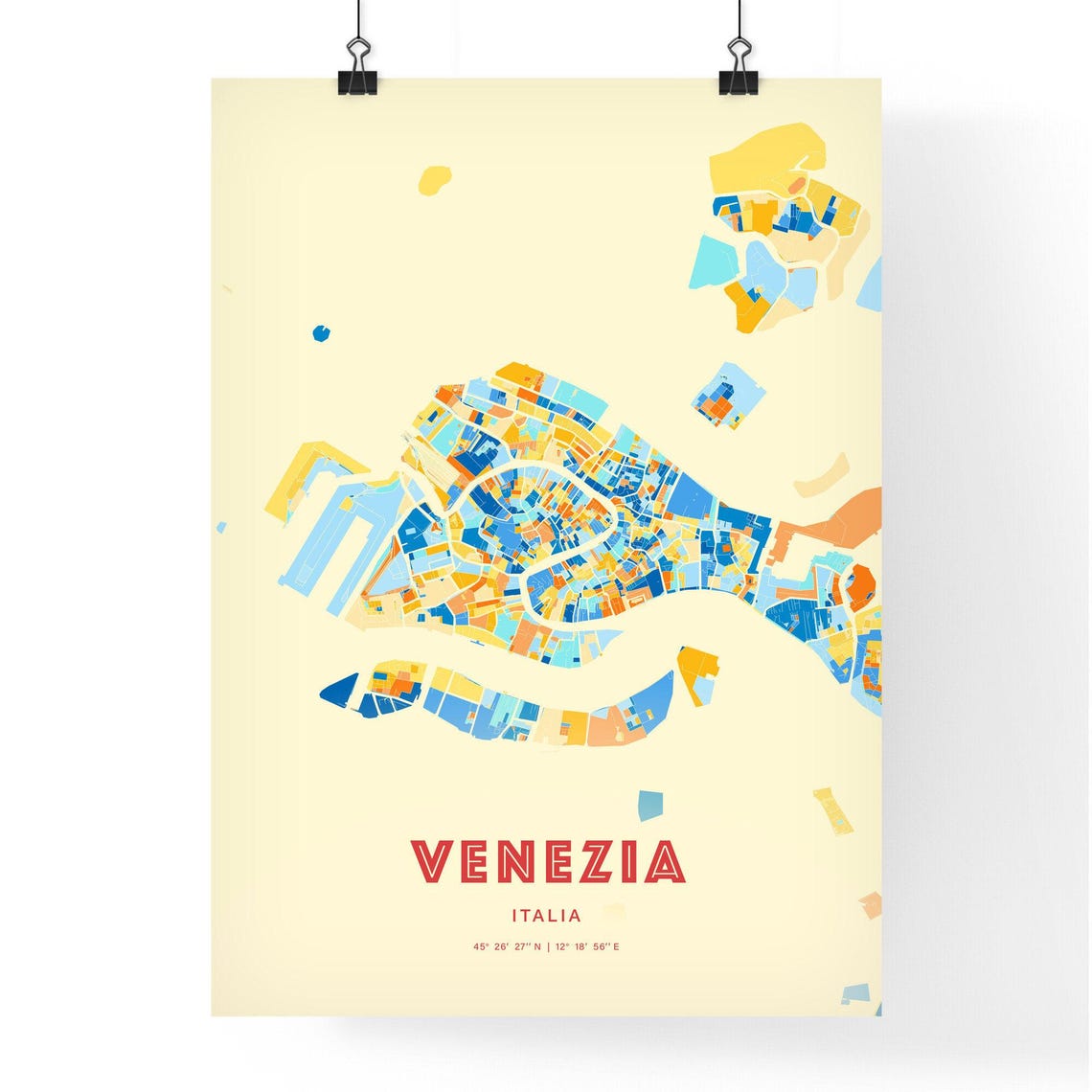 Venezia Italy Canal City Colorful Map Coordinates Travel Poster - Image 3