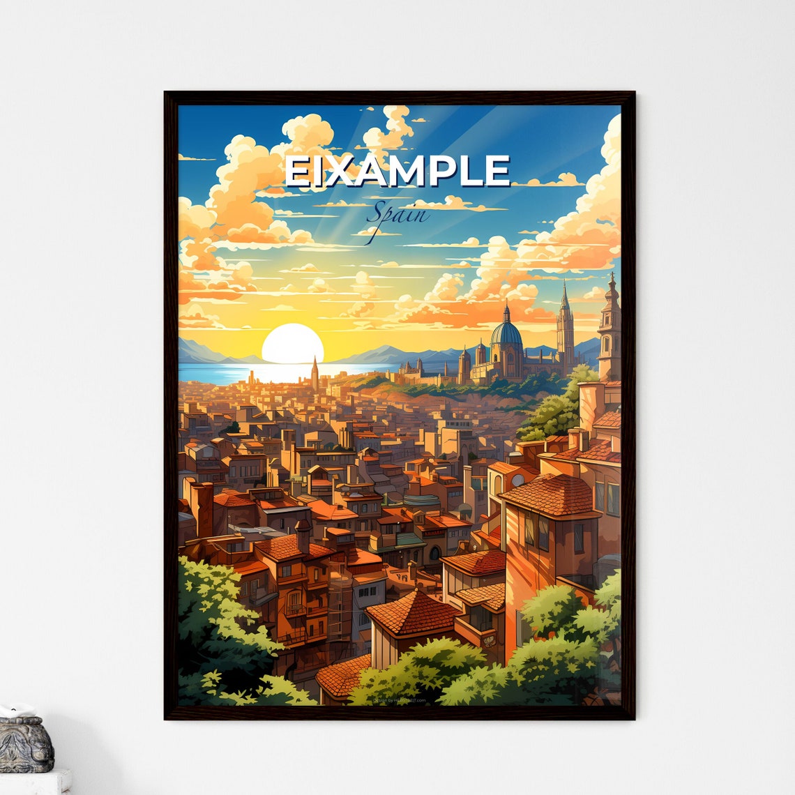 Eixample Spain Barcelona District Golden Sunset Rooftops Poster