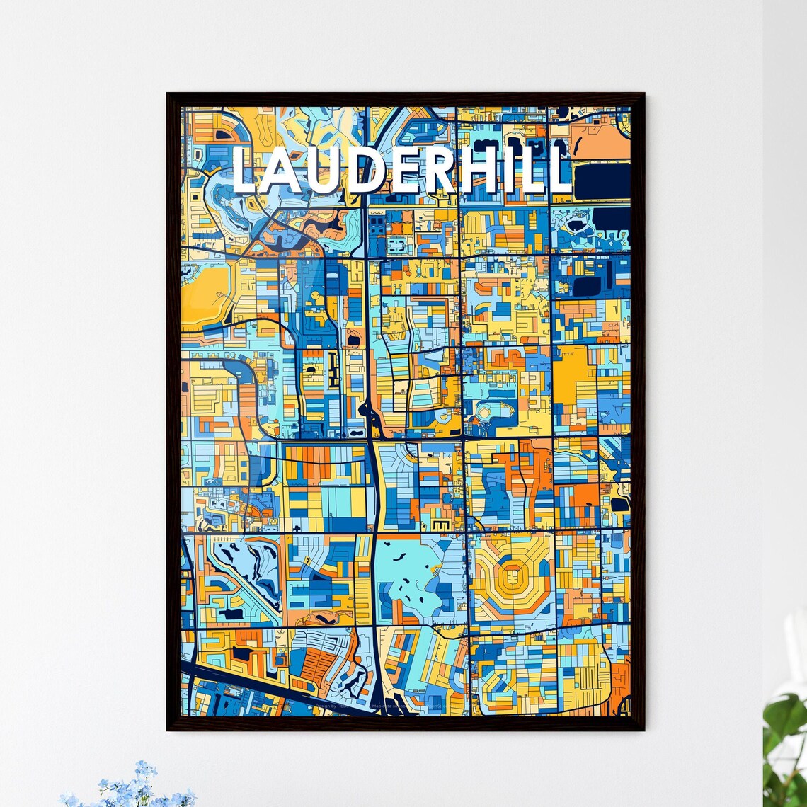 Lauderhill Florida Bold Colorful City Map Art Poster Great Hometown Gift