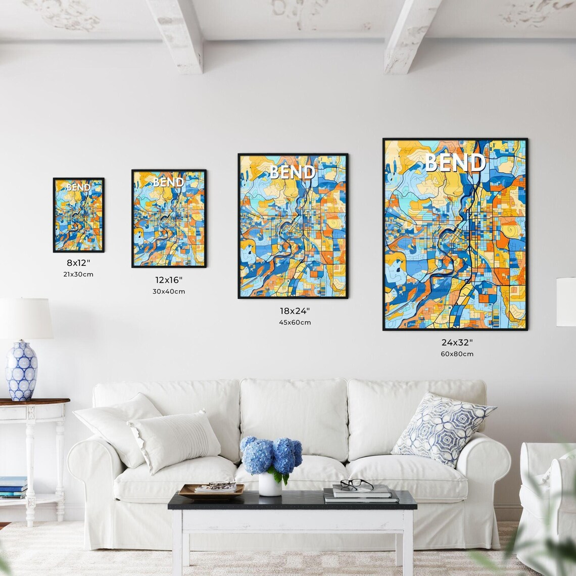 Bend Oregon Eye Catching Colorful City Street Map Art Poster - Image 3