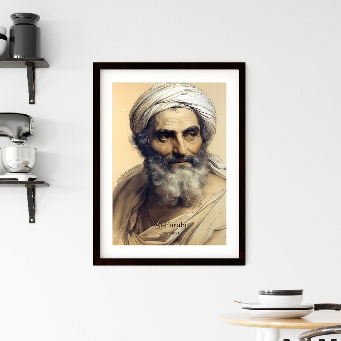 Al Farabi 872 to 950 Philosopher Portrait Vintage Sketch Art Poster - Image 2