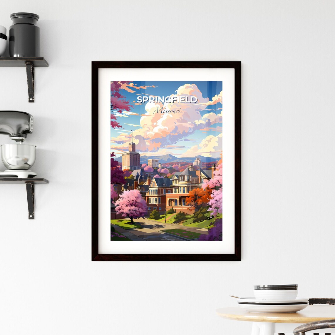 Springfield Missouri Cherry Blossom City Sunset Spring Scene Poster - Image 2