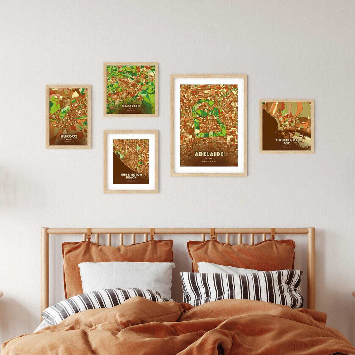 Adelaide Australia Warm Earth Tone Autumn Abstract City Map Art Poster - Image 2
