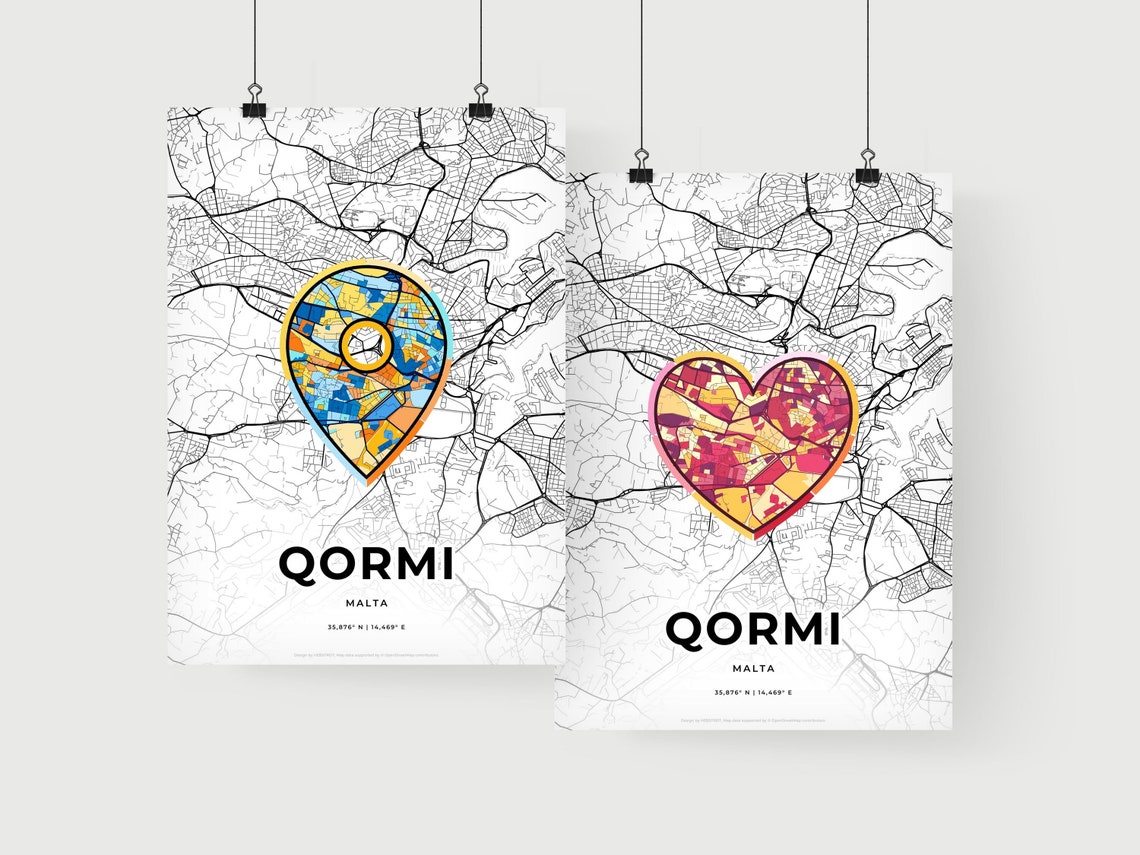 Qormi Malta Where It All Began Heart Map Gift Coordinates Poster - Image 2