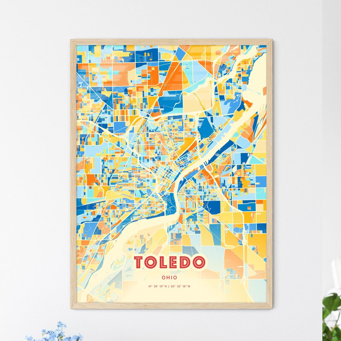 Toledo Ohio Colorful City Map Art Coordinates Vibrant Poster