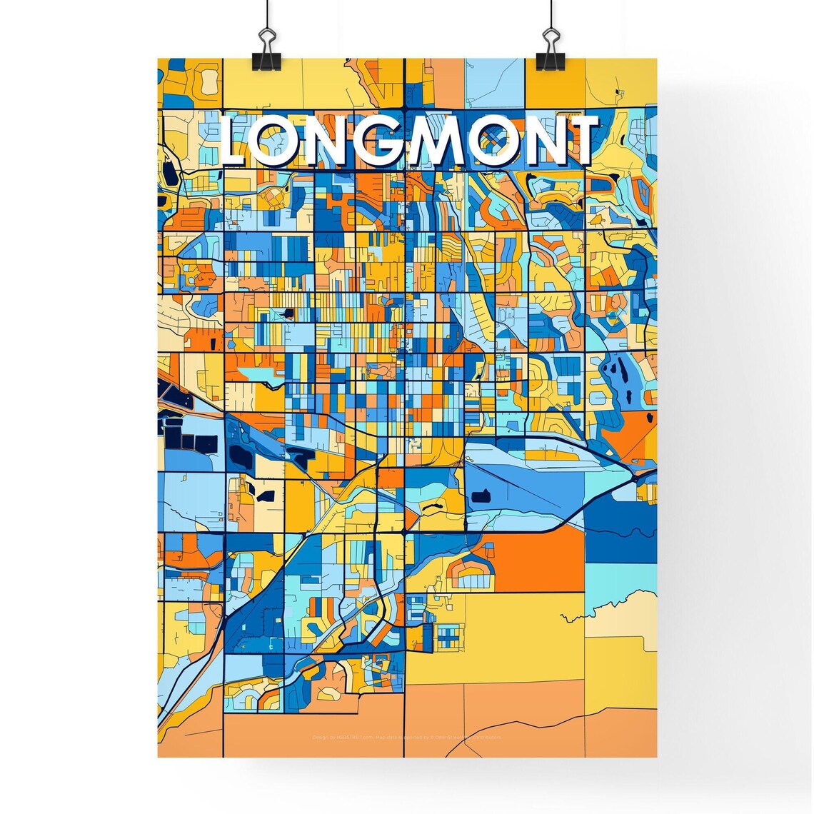 Longmont Colorado Bold Colorful City Map Art Poster Great Hometown Gift - Image 4
