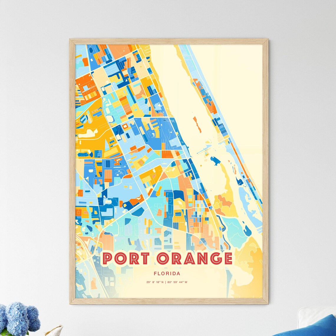 Port Orange Florida Modern Colorful City Street Map Art Poster - Image 3