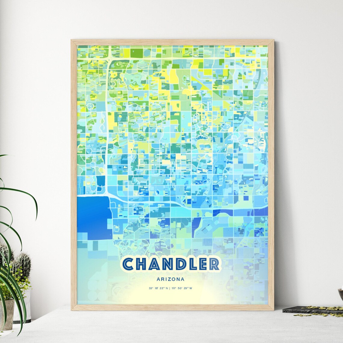 Chandler Arizona Colorful Abstract Watercolor City Street Map Art Poster