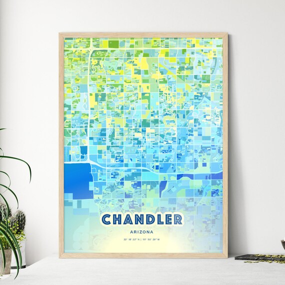 Chandler Arizona Colorful Abstract Watercolor City Street Map Art Poster
