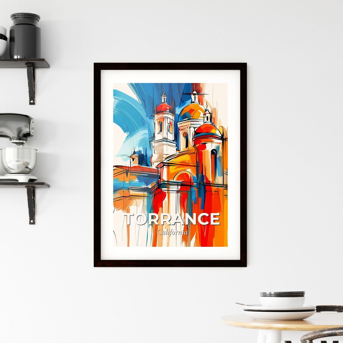 Torrance California Colorful City Painting Abstract Domes Poster - Image 2