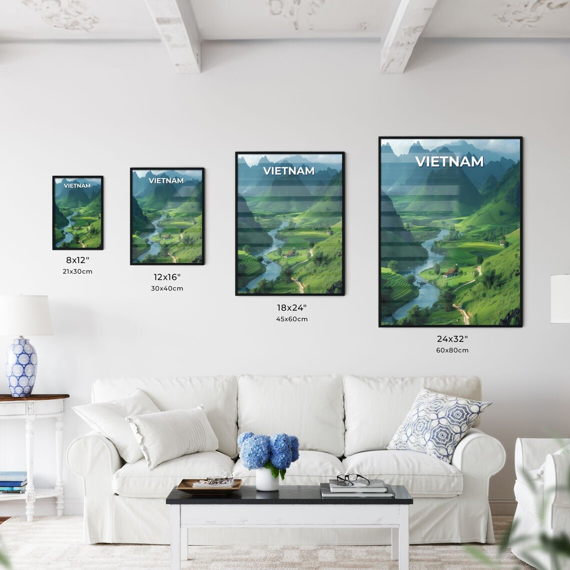 Vietnam Emerald Rice Terraces River Valley Mountain Travel Poster - Image 3