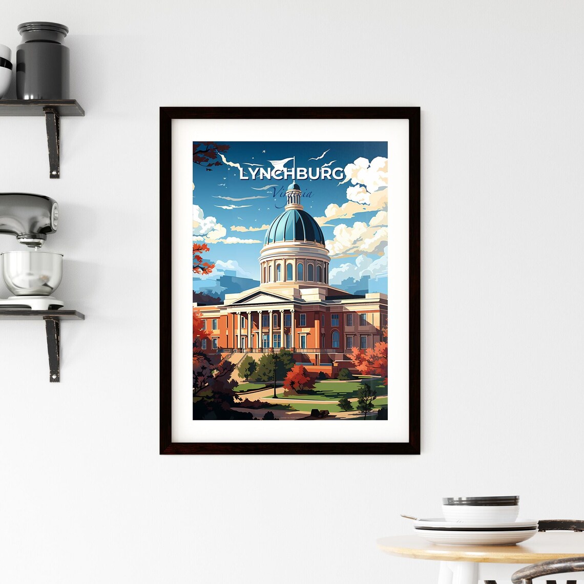 Lynchburg Virginia Autumn Domed Building Fall Foliage Poster - Image 2