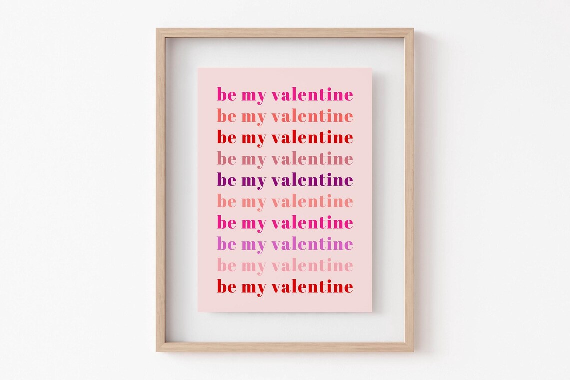 Valentines Day Pink Wall Art, Be My Valentine Poster - Image 5