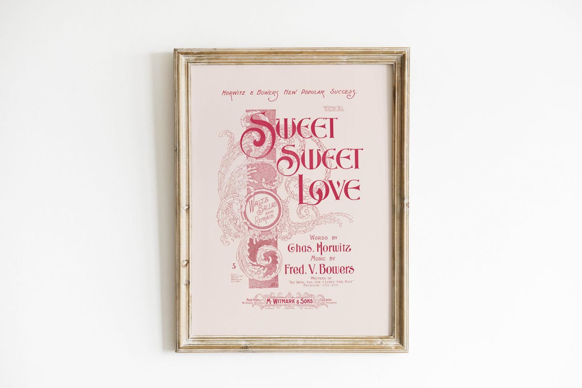 Sweet Sweet Love Antique Waltz Ballad Sheet Music Cover Art Poster - Image 4