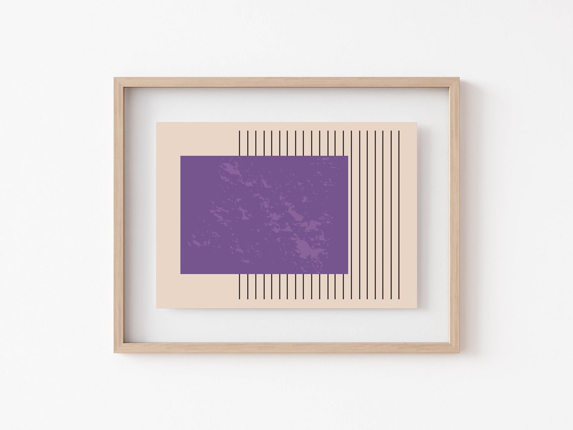 Abstract Mid Century Modern Line Art Purple Rectangle Poster - Image 6