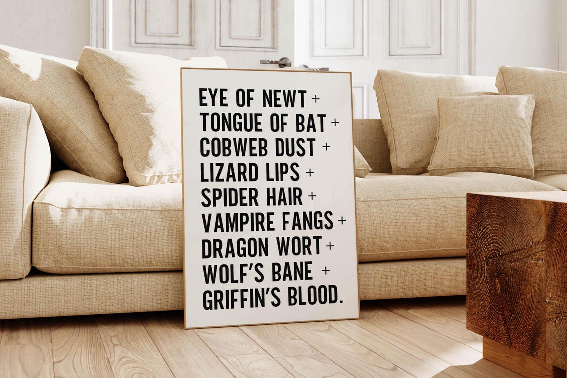 Witch Potion Ingredients Eye of Newt Spell List Halloween Art Poster - Image 5