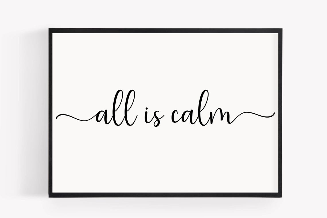 All Is Calm Script Minimalist White Christmas Holiday Poster - Image 3