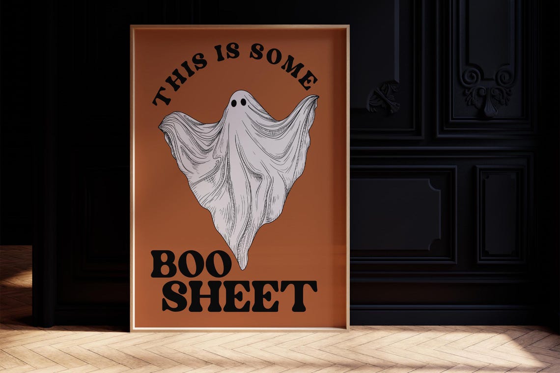 This Is Some Boo Sheet Funny Retro Dancing Ghost Halloween Poster - Image 2