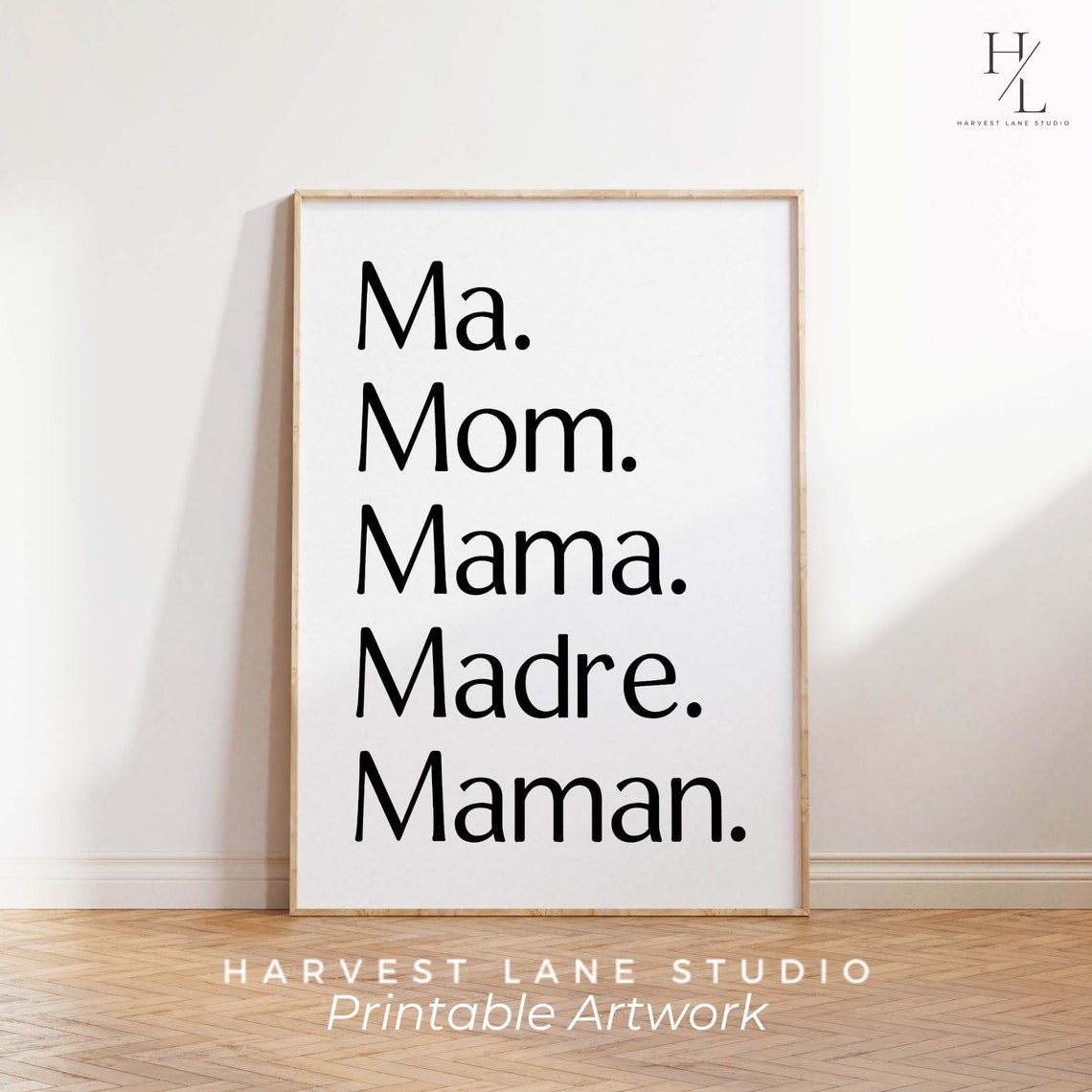 Ma Mom Mama Madre Maman Mothers Day Typography White Gift Poster - Image 6