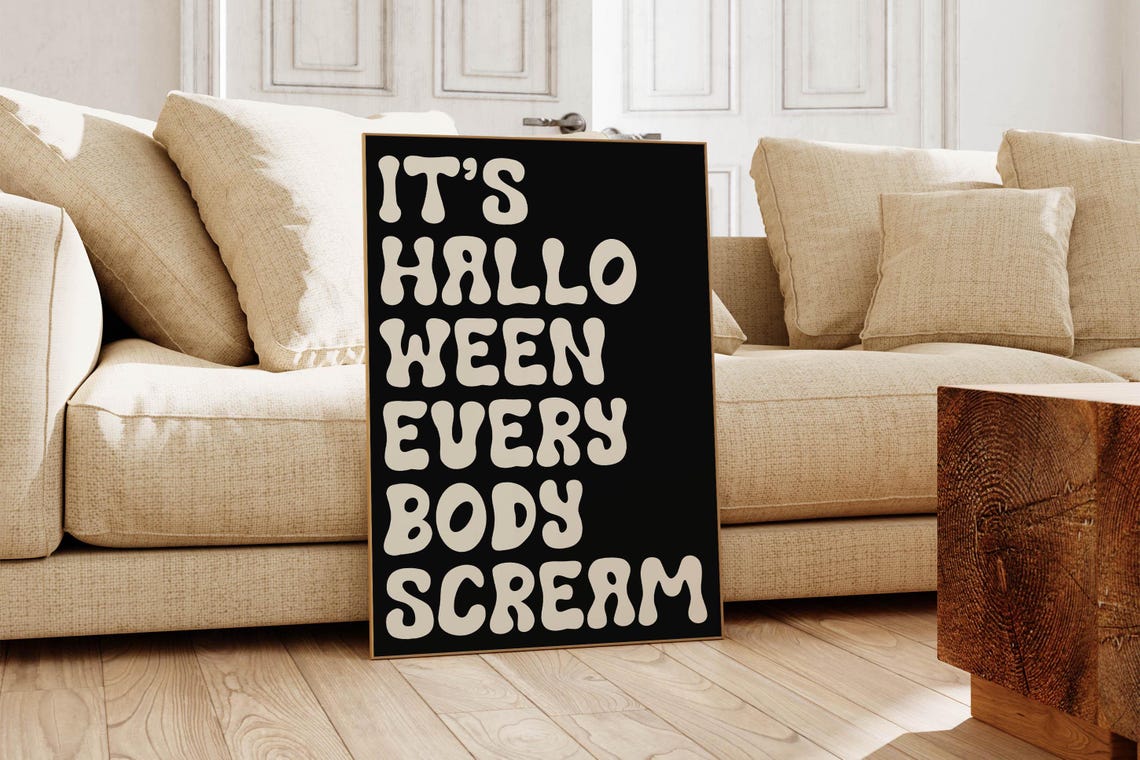 Its Halloween Everybody Scream Retro Bubble Letters Halloween Poster - Image 5