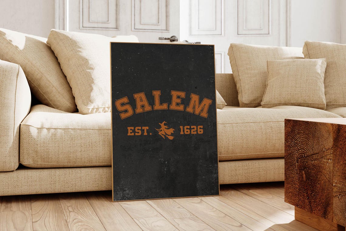 Salem Est 1626 Collegiate Witch Silhouette Halloween Wall Poster - Image 3
