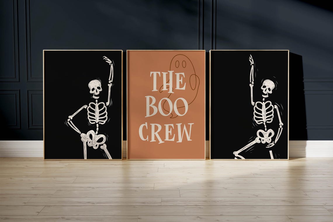 The Boo Crew Retro Ghost Burnt Orange Halloween Party Sign Poster - Image 4