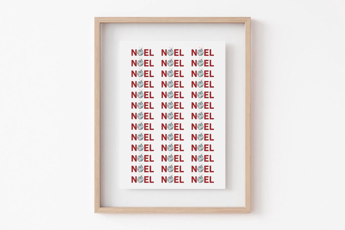 Noel Repeated Red Typography Ornament Pattern Christmas Poster - Image 6