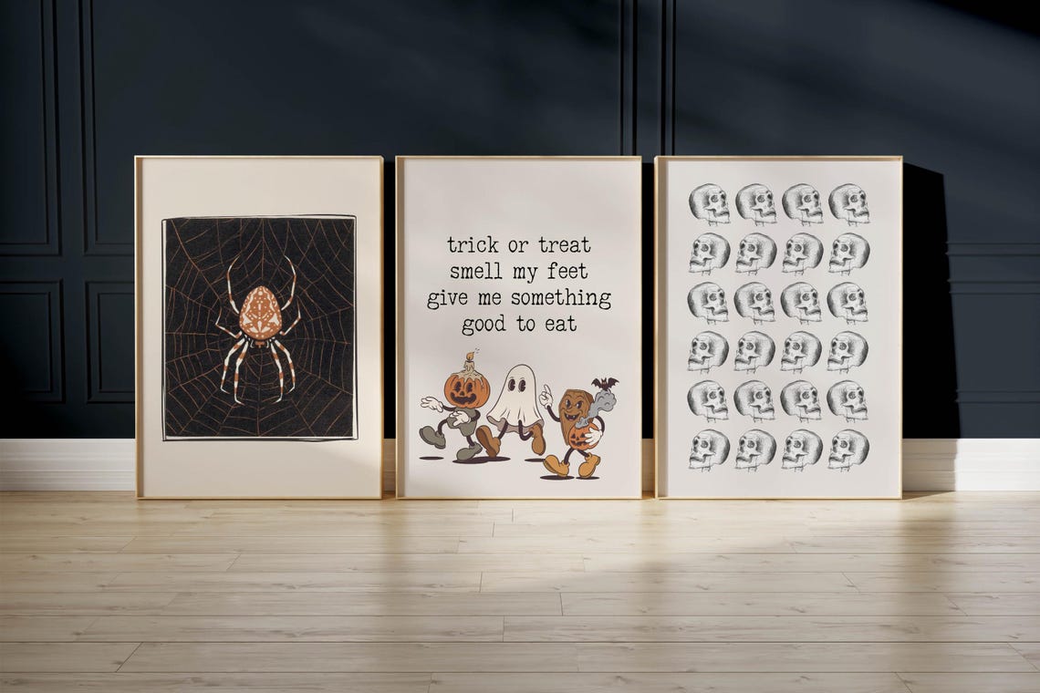 Vintage Spider On Web Woodblock Style Halloween Insect Art Poster - Image 4