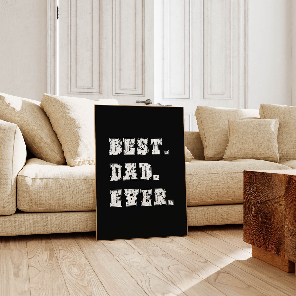 Best Dad Ever Bold Distressed Varsity Letter Black Gift Poster - Image 6