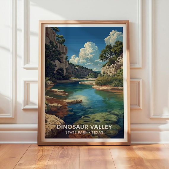 Dinosaur Valley State Park Vintage Texas Travel Poster