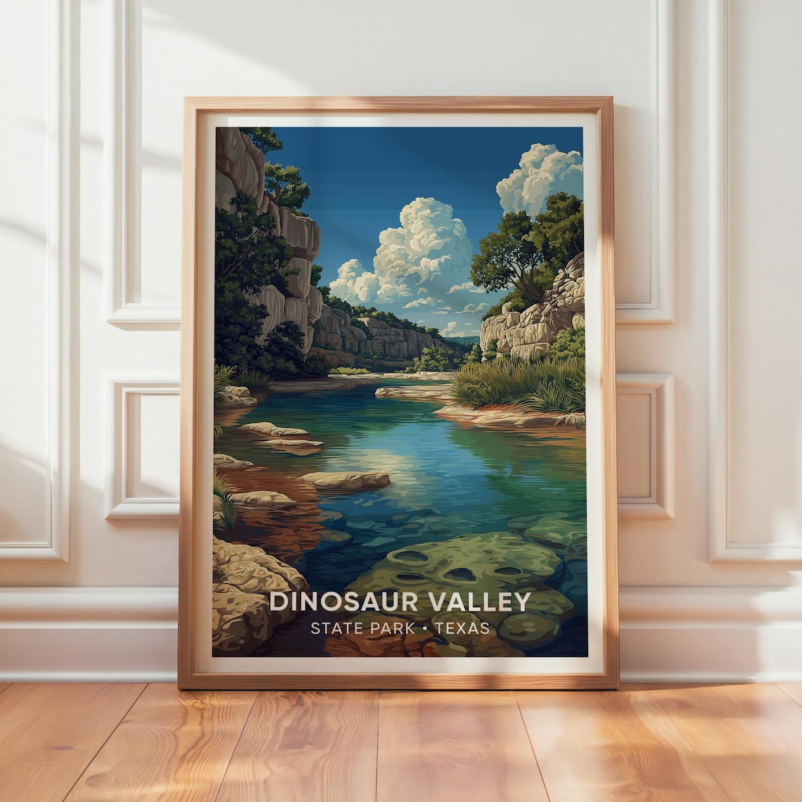 Dinosaur Valley State Park Vintage Texas Travel Poster