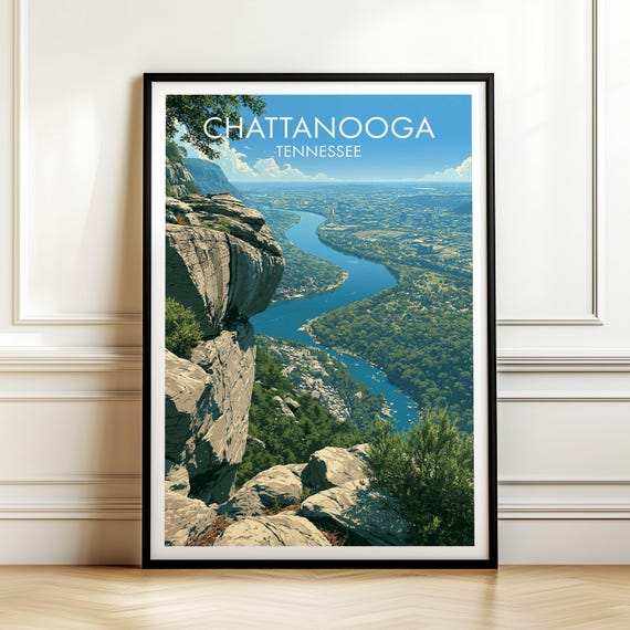 Chattanooga Tennessee Poster Usa Travel Cityscape Wall Art American Landmark Print Gift