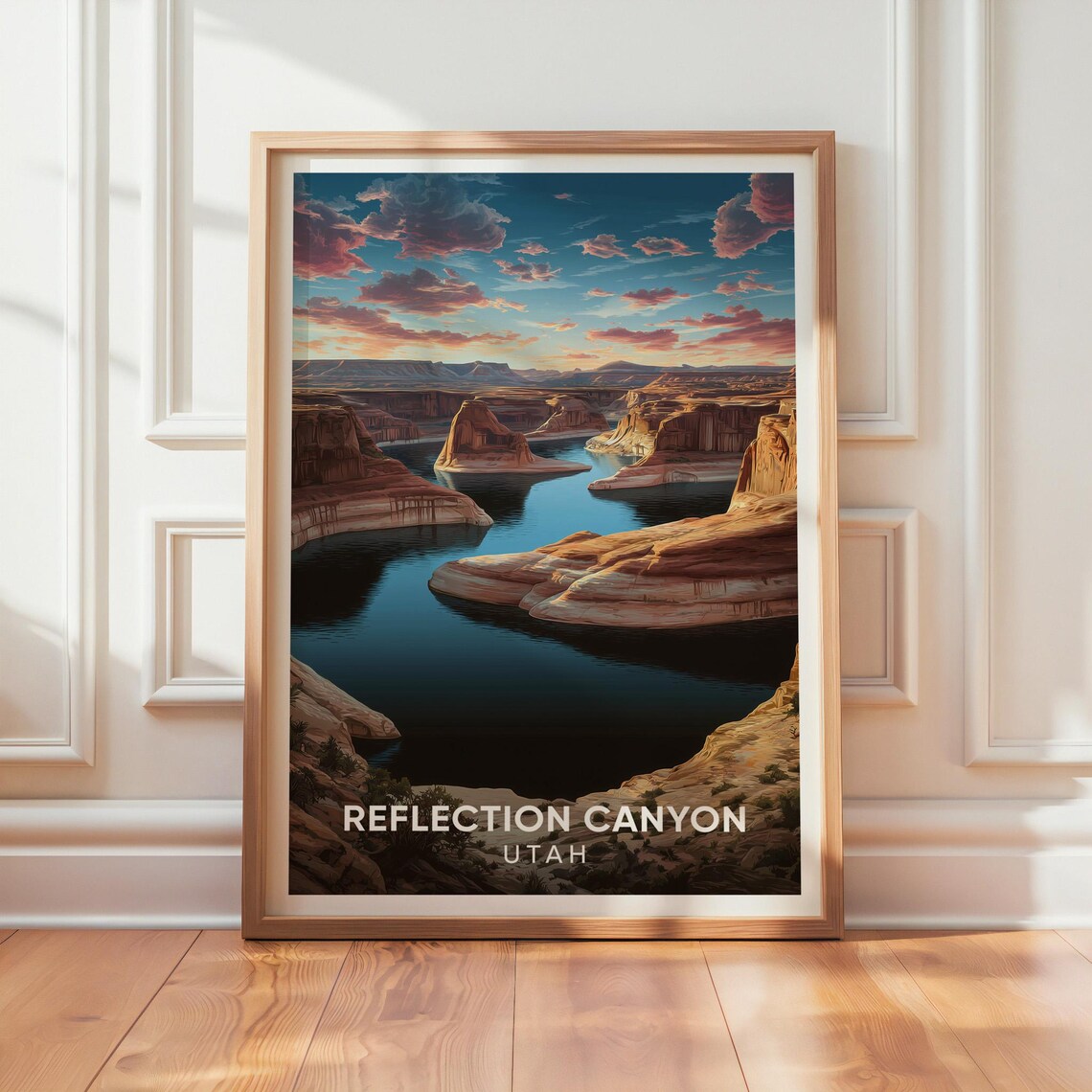 Reflection Canyon Utah River Red Rock Desert Vintage Travel Poster