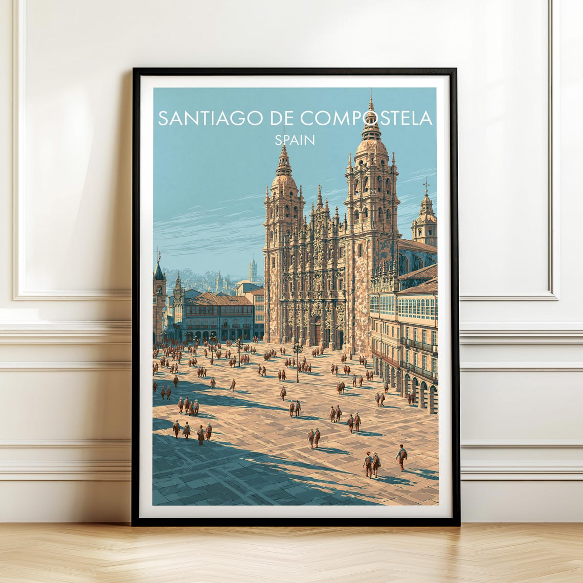 Santiago de Compostela Spain Cathedral Vintage Travel Poster